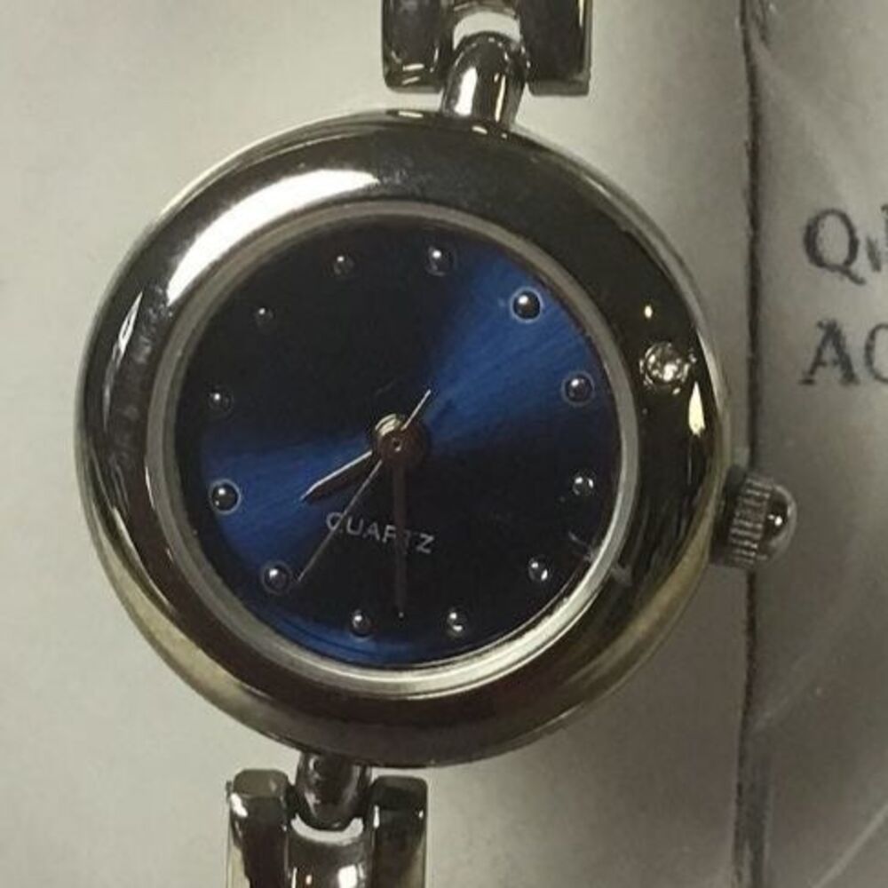 Honors Silver Tone Blue Dial Quartz Bangle Bracelet Watch New Sealed